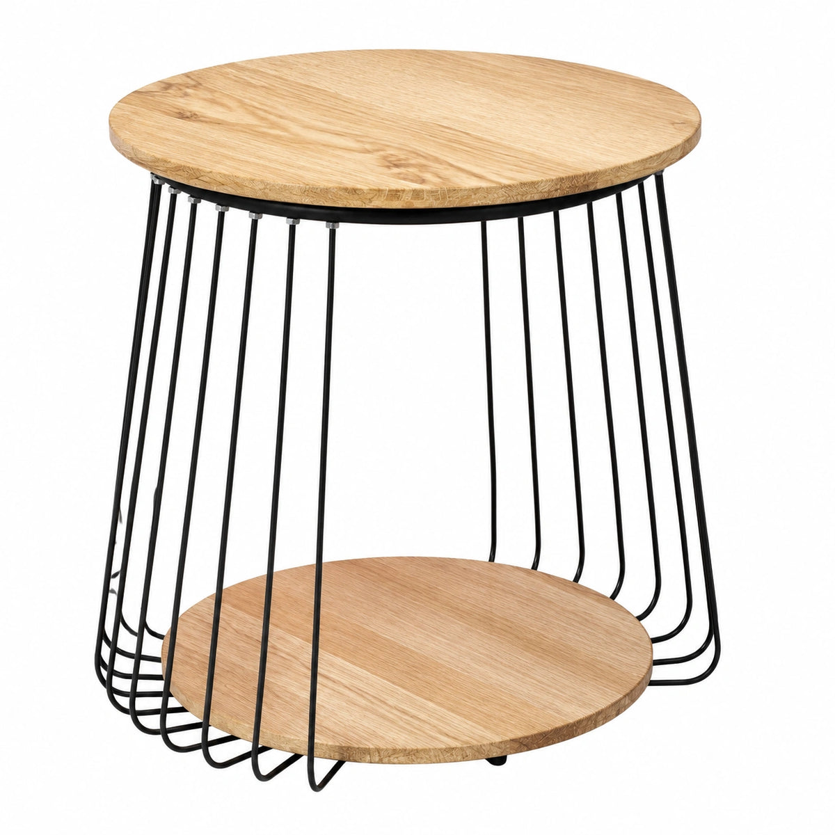 Beistelltisch – Ø 50 cm, moderner Stil, runde Form, aus Massivholz und Eichenholz, Schwarz