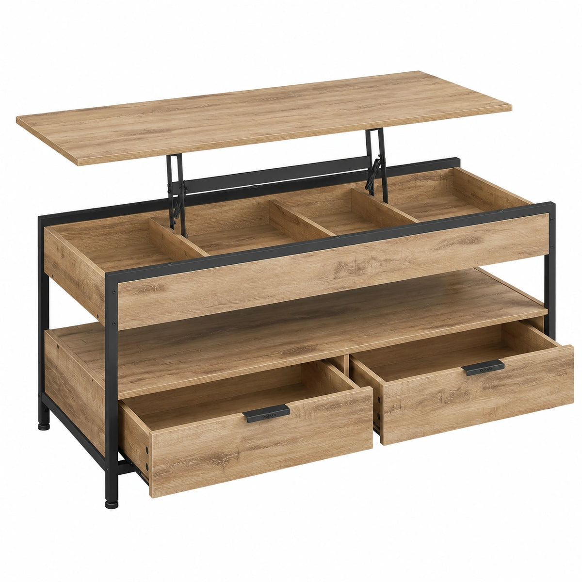 Couchtisch – 50 × 120 cm, höhenverstellbar, mit Schubladen