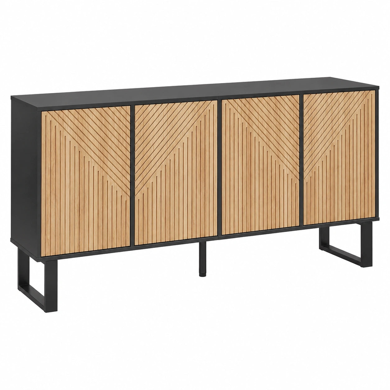 Sideboard – moderner Stil, mit Stauraum, Schwarz, für Wohnzimmer und Flur