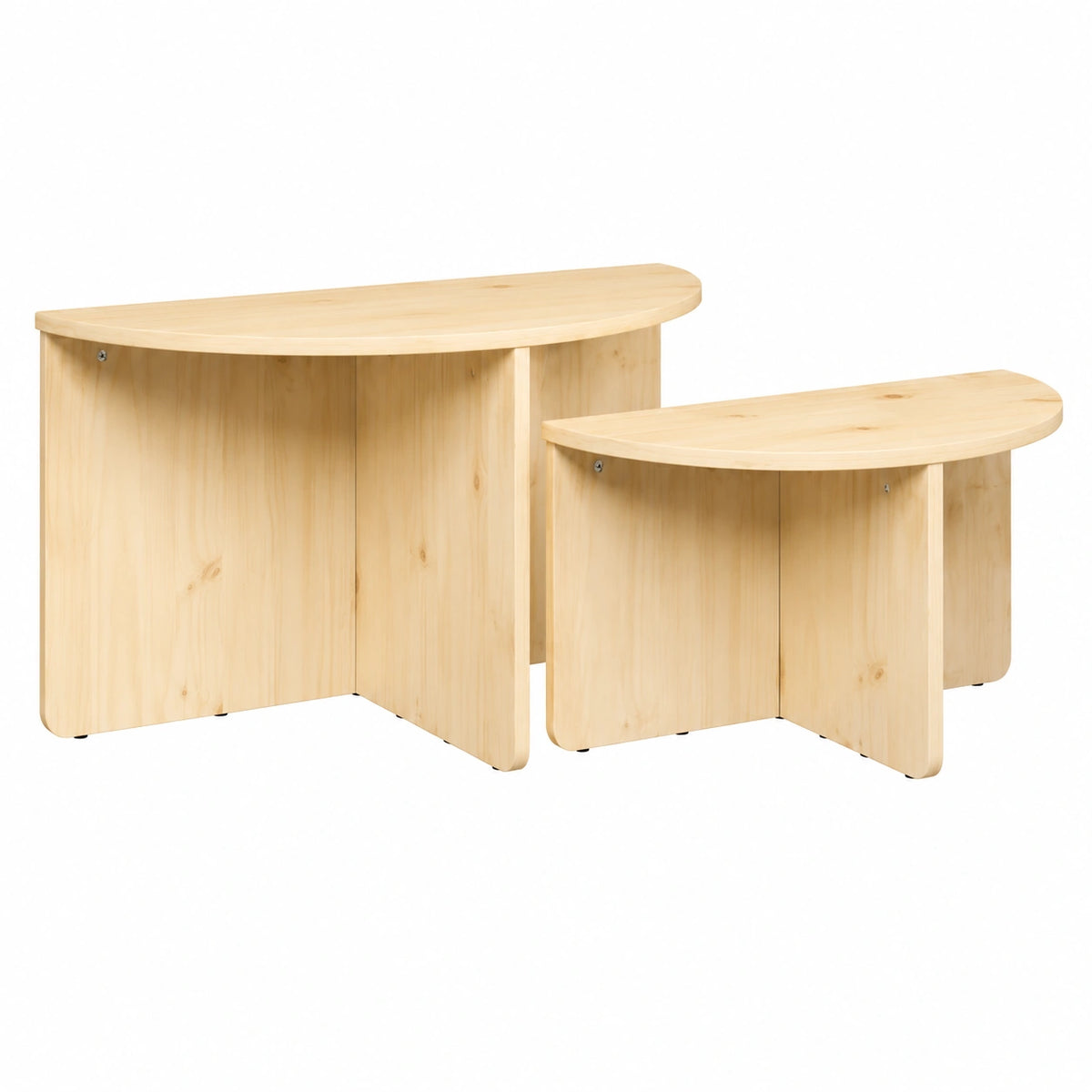 Couchtisch – ovale Form, aus Massivholz und Kiefernholz, Naturfarben, für Wohnzimmer