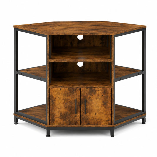 Schrank – 105 × 50 × 79 cm, Industriestil, mit LED-Beleuchtung, Braun, für Wohnzimmer