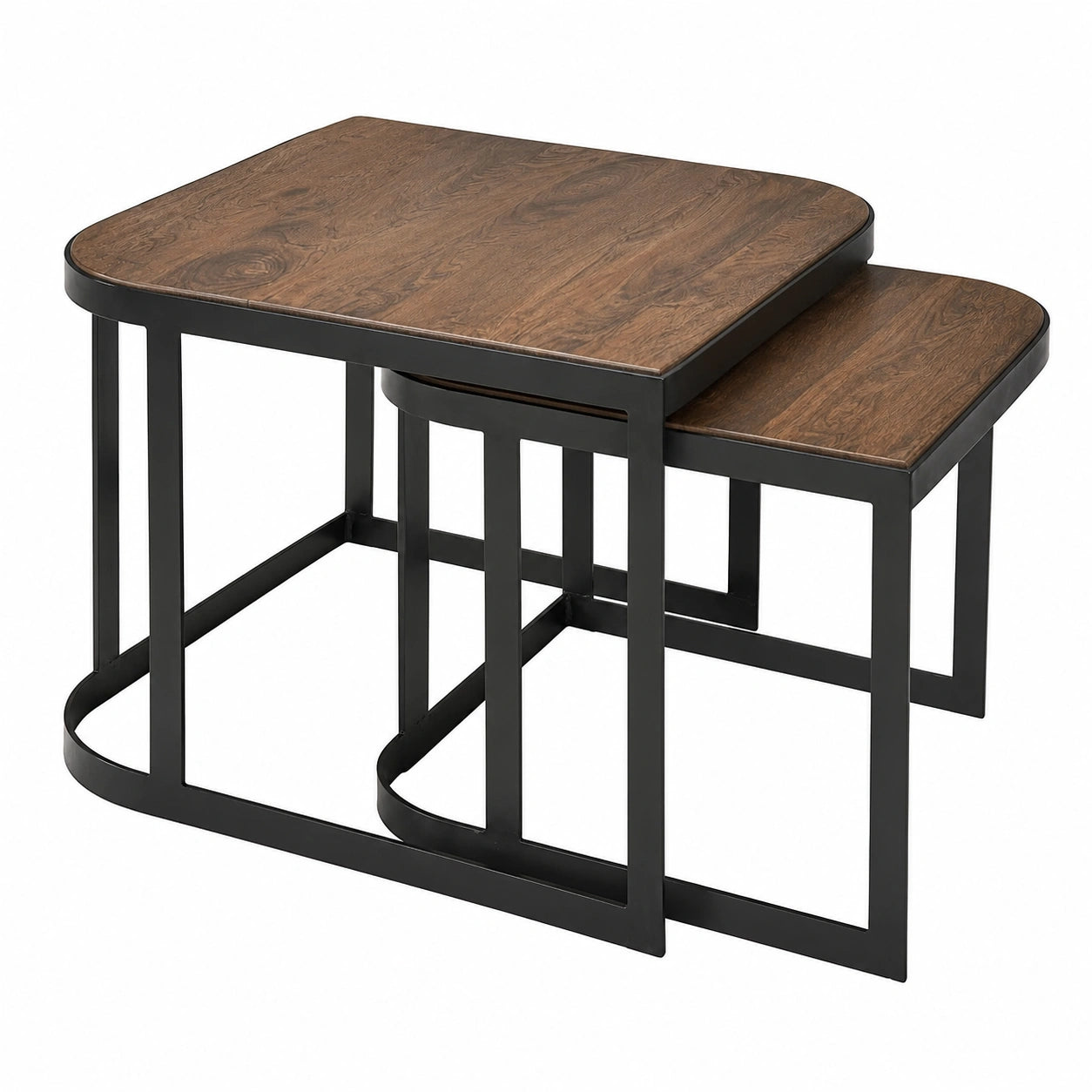 Couchtisch – 2er-Set, 60 × 60 × 40 cm, aus Massivholz, Dunkelbraun