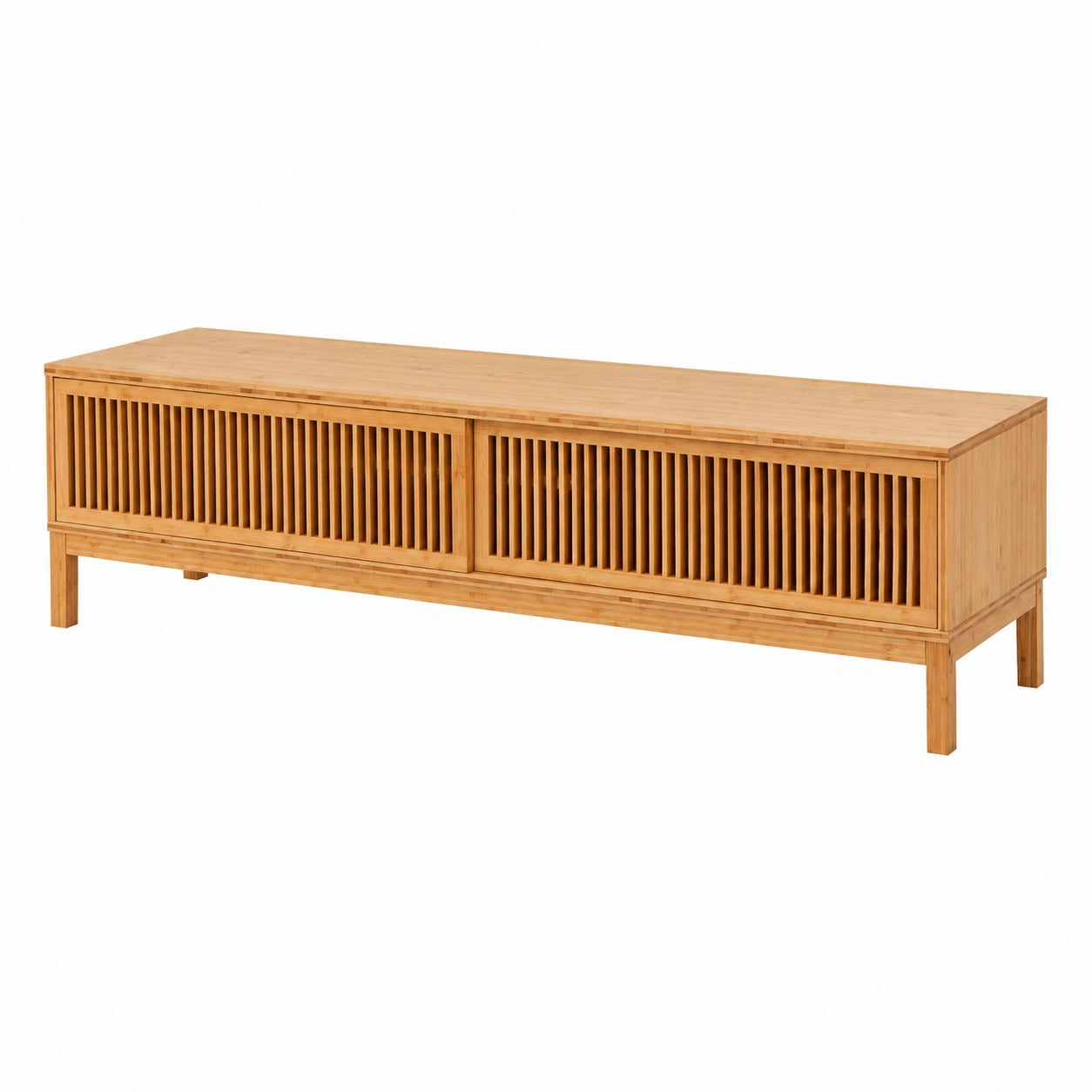 Schrank – 140 × 40 × 38 cm, mit Stauraum, aus Bambus, Naturfarben