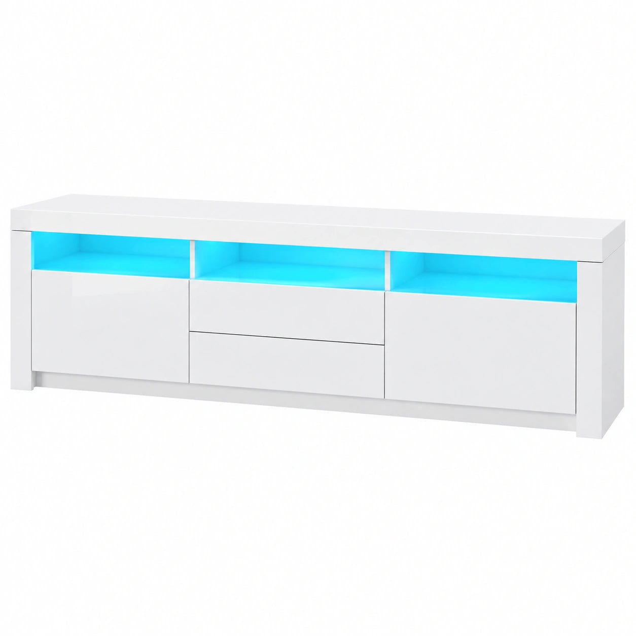 Schrank – 160 × 35 × 60 cm, moderner Stil, mit LED-Beleuchtung, mit Schubladen, mit mehreren Türen, für Wohnzimmer und Schlafzimmer