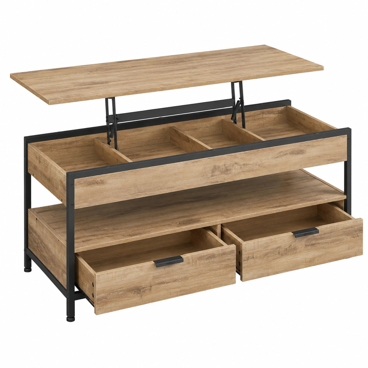 Couchtisch – 50 × 120 cm, höhenverstellbar, mit Schubladen