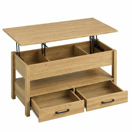 Couchtisch – moderner Stil, ausziehbar, höhenverstellbar, mit Stauraum, mit LED-Beleuchtung, aus Holz, für Wohnzimmer und Büro