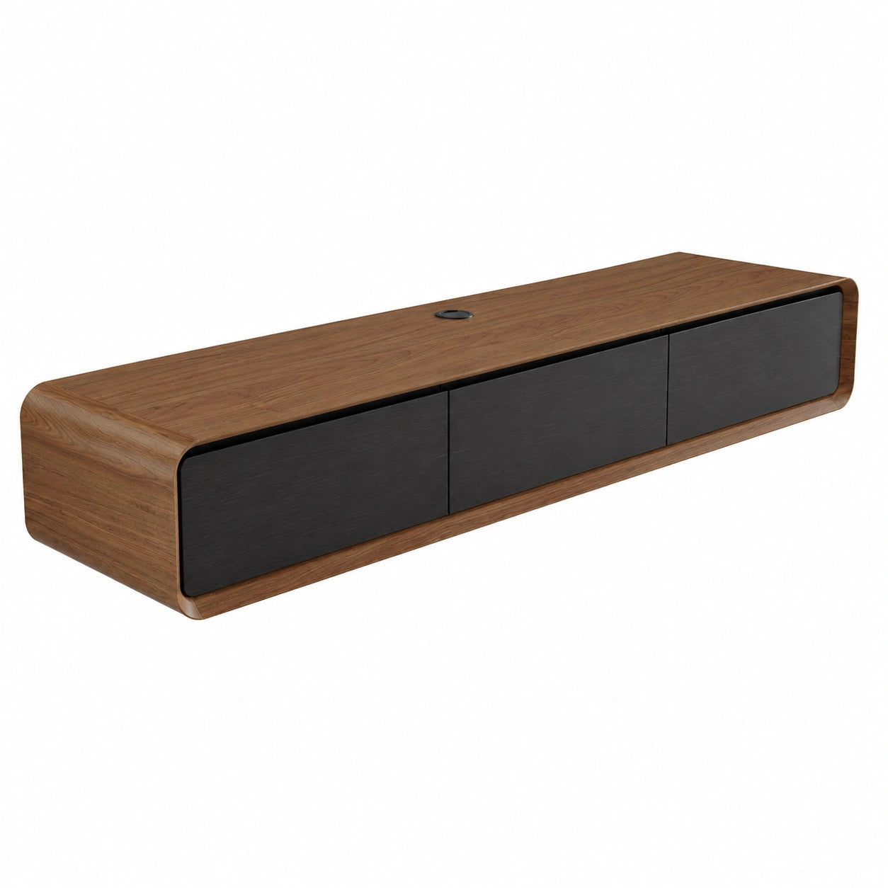 Schrank – 160 cm, moderner Stil, mit Stauraum, mit Schubladen, hängend, aus Massivholz, Schwarz, für Wohnzimmer