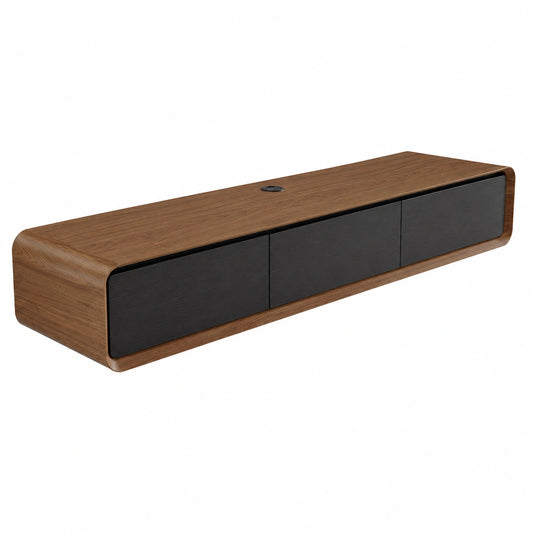 Schrank – 160 cm, moderner Stil, mit Stauraum, mit Schubladen, hängend, aus Massivholz, Schwarz, für Wohnzimmer