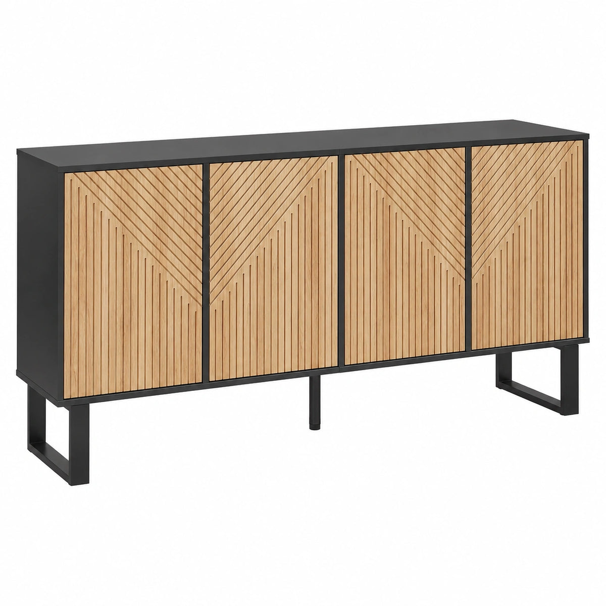 Sideboard – moderner Stil, mit Stauraum, Schwarz, für Wohnzimmer und Flur